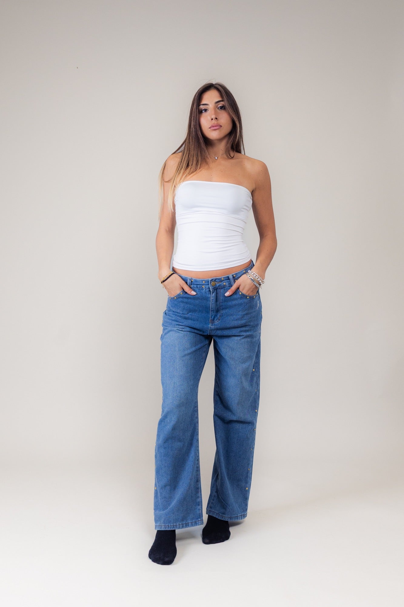 Jeans blu Zebrato argento
