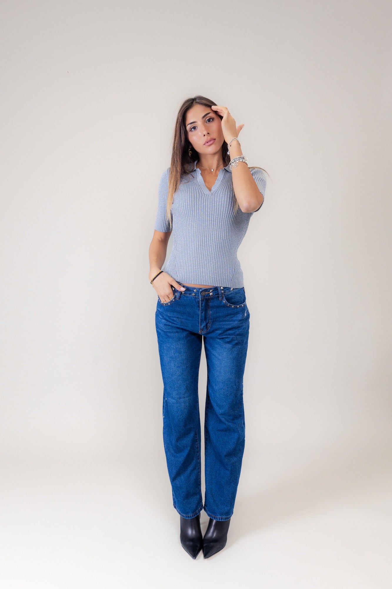 Jeans blu Fulmine argento