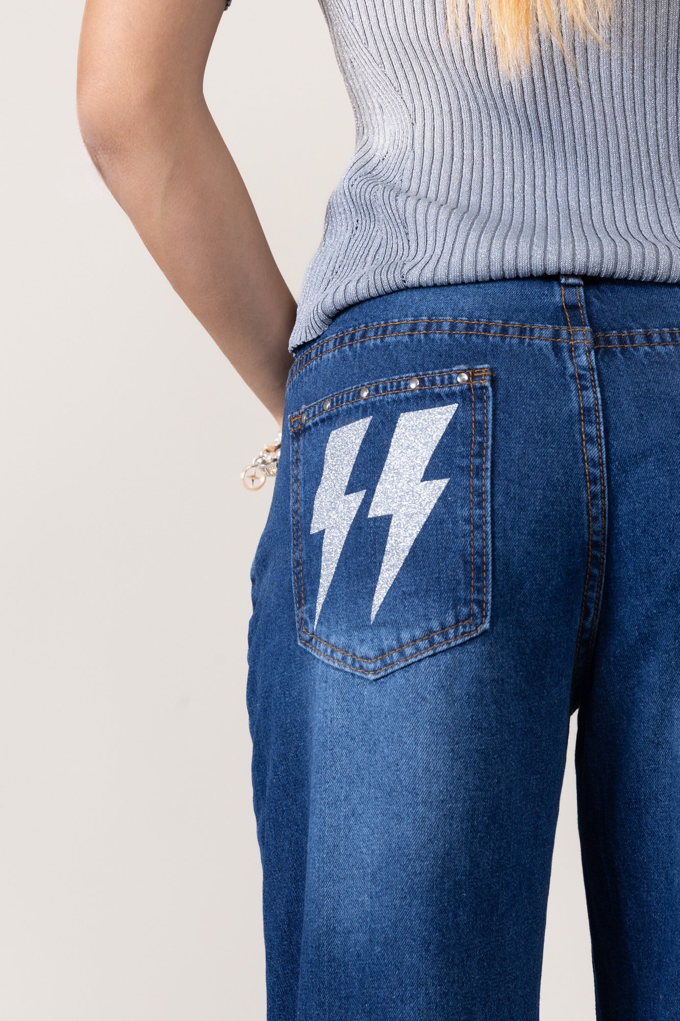 Jeans blu Fulmine argento