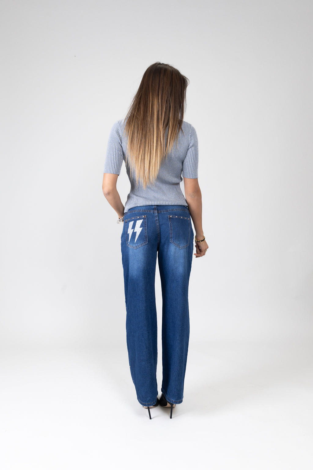 Jeans blu Fulmine argento