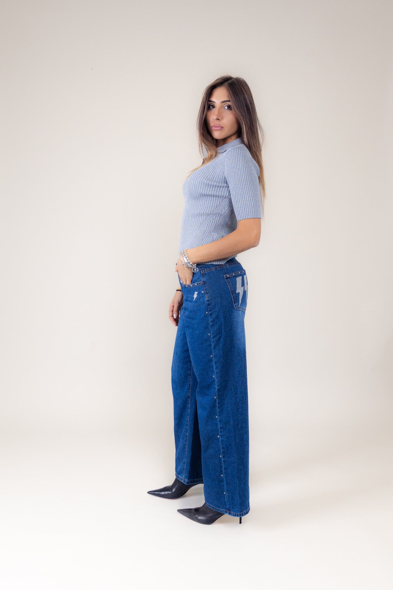 Jeans blu Fulmine argento