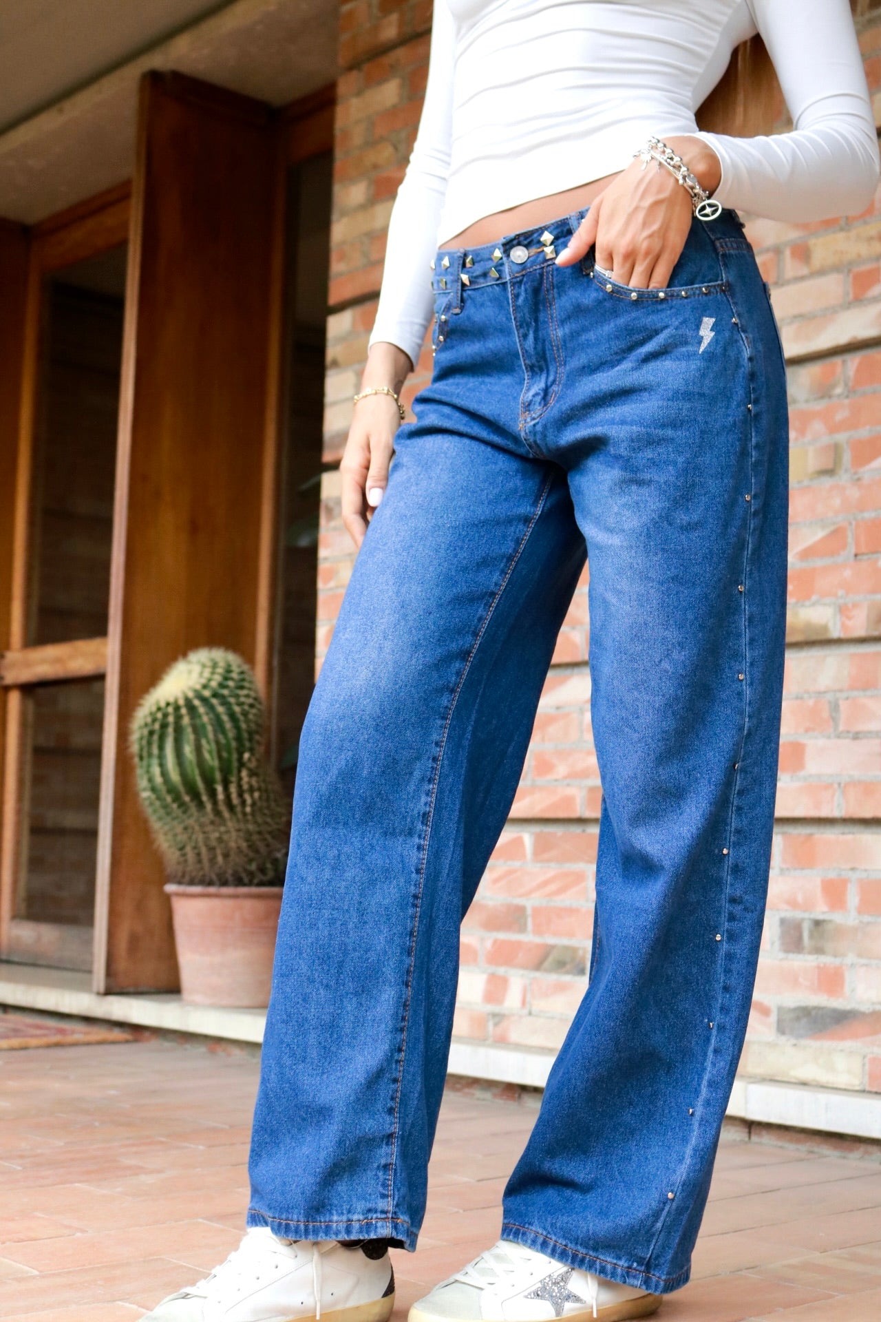 Jeans blu Fulmine argento