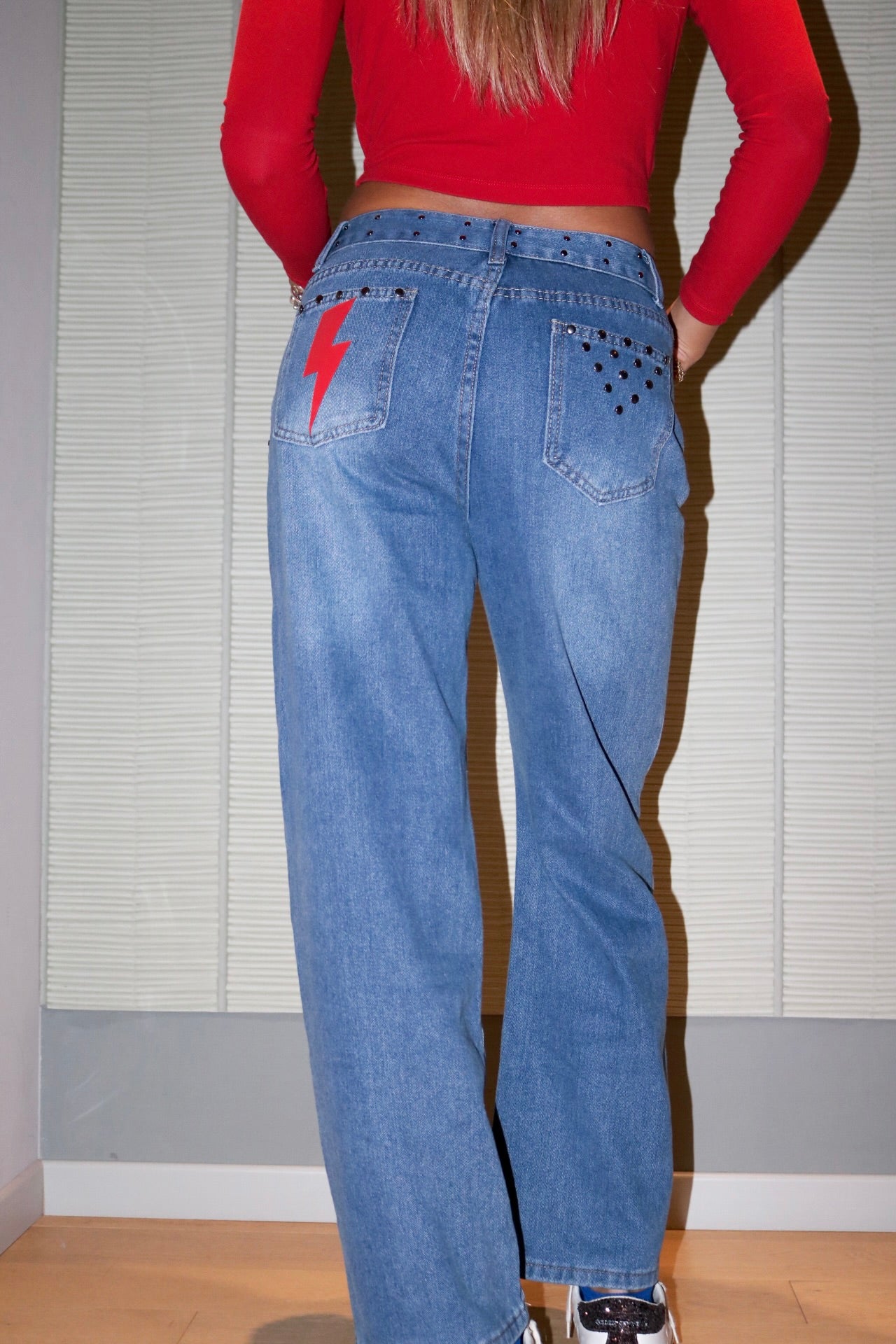 Jeans blu Fulmine rosso