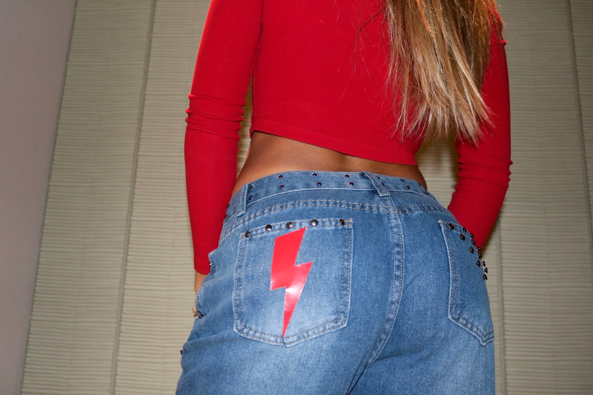 Jeans blu Fulmine rosso